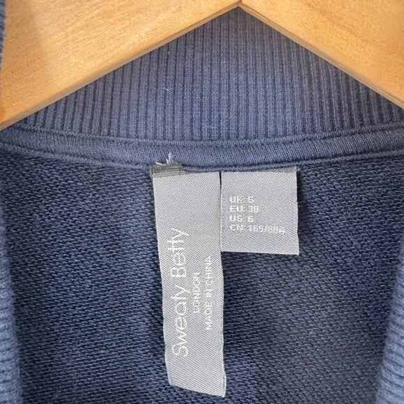 Sweaty Betty Navy Blue Open Front Sweatshirt Cardigan Lounge Jacket Size 6 - Picture 3 of 8